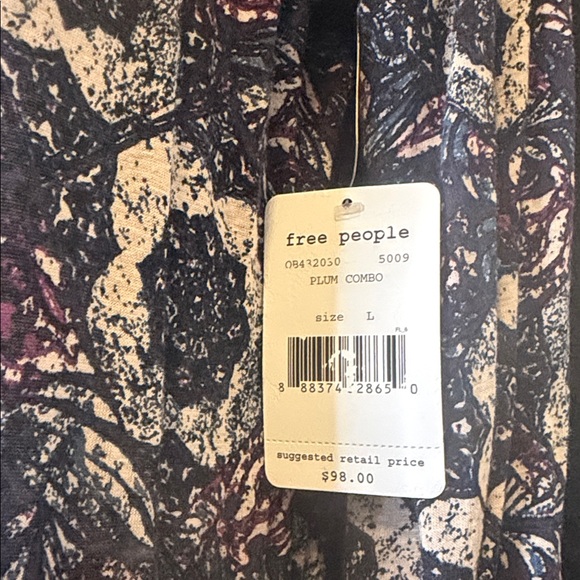 ✨NWT Free People Plum Purple Annabelle Printed Tunic Mini Dress Size L - Picture 7 of 8